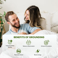 ELECTRAWAVE Premium Grounding Queen Flat Sheet 94" x 102", Queen Grounding Pillowcases – 93% Organic Cotton, 7% Pure Silver Fiber, Earthing Sheet Sleep Support, EMF Reduction, Wellness Naturally